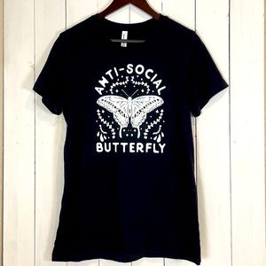 Anti-Social butterfly kids XXL black T shirt